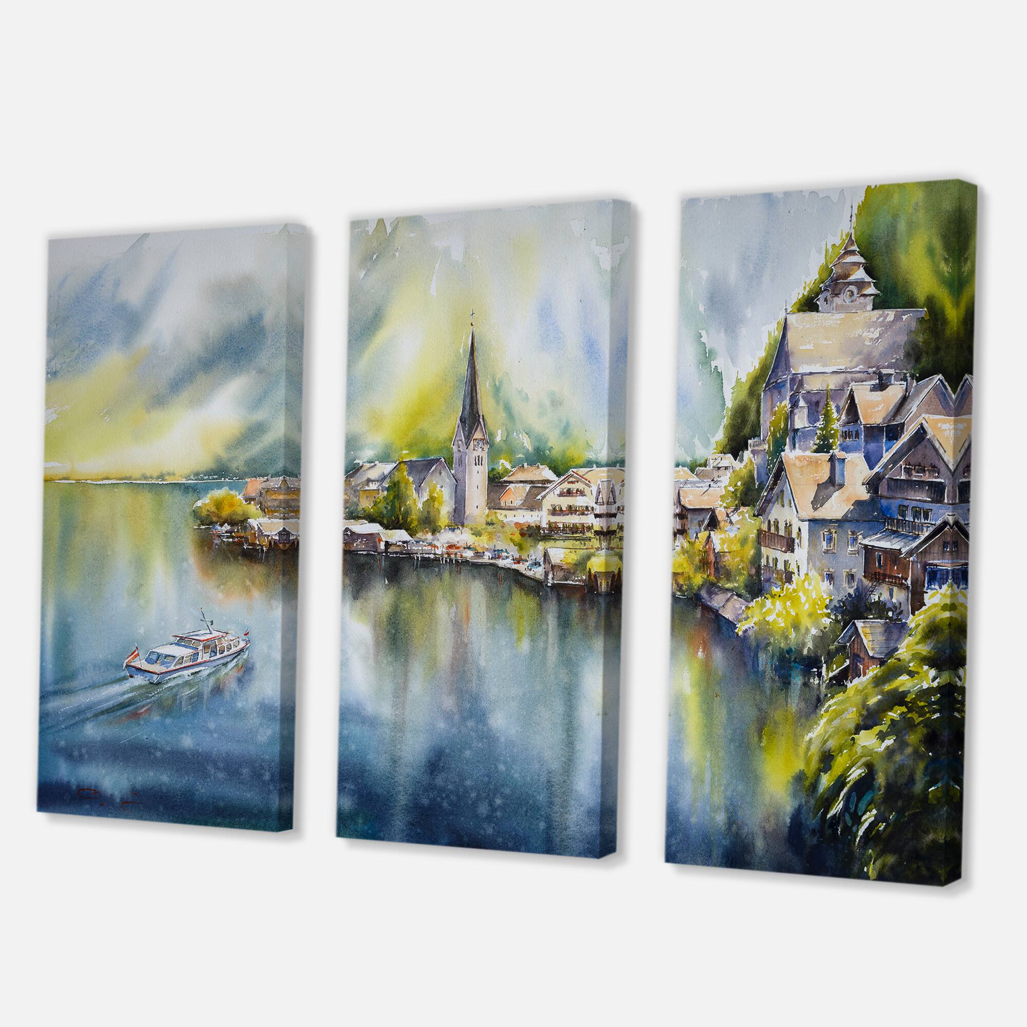 Designart - Mountain Village By The River In Austria